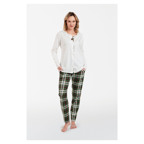 Women's pajamas Asama long sleeves, long pants - ecru/print Italian Fashion