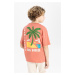 DEFACTO Boy&#39;s Oversize Fit Crew Neck Back Printed Short Sleeve T-Shirt