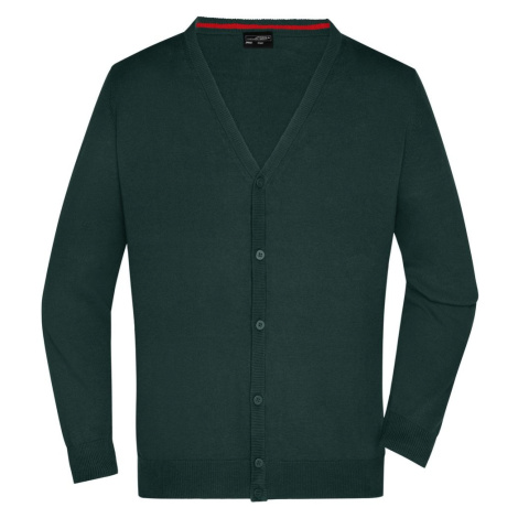 James & Nicholson Pánsky bavlnený sveter JN661 - Lesná zelená