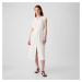 Šaty GAP Shortsleeve Gauze Tie Waist Button Down Midi Dress New Off White