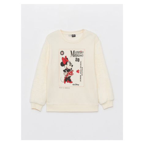 LC Waikiki Crew Neck Minnie Mouse Printed Long Sleeve Girl's Sweatshirt