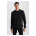 DEFACTO Standard Fit Regular Cut Crew Neck Textured Basic Plain Knitwear Sweater