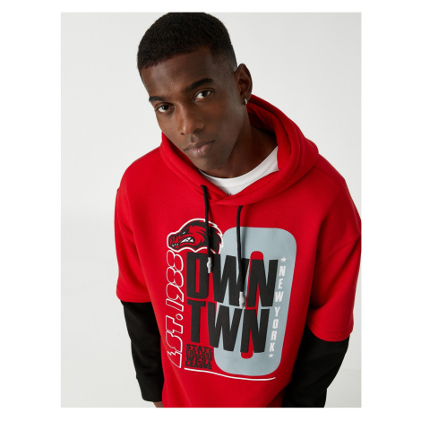 Koton College Printed Hooded Sweatshirt