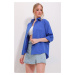 Trend Alaçatı Stili Women's Saxe Cuff Cotton Basic Shirt