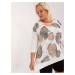 Ecru women's plus size blouse with print and slits