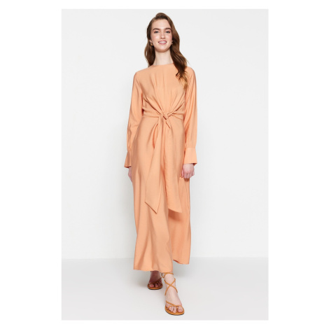 Trendyol Light Orange Woven Dress with Tie Waist Detail