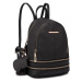 Konofactory Čierny mini kožený batoh s príveskom „Minimal“ 12L