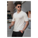 Madmext Men's Ecru Polo Collar Knitwear T-shirt 5078