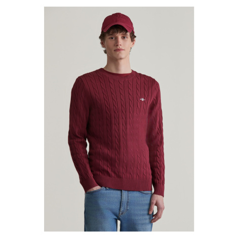 SVETER GANT COTTON CABLE C-NECK WINE RED