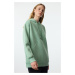 Trendyol Mint Thick Polar Fleece Oversize/Wide Pattern Pocket Detailed Hooded Knitted Sweatshirt