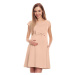 Béžové tehotenské elegantné rozšírené šaty s mašľou v zľave