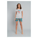 Women's pyjamas Oceania, short sleeves, shorts - light melange/print
