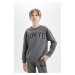 DEFACTO Boy Anthracite Oversize Fit Wide Mold Crew Neck Thick School Sweatshirt