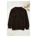 Trendyol Brown Regular Crew Neck Polka Dot Knitwear Sweater