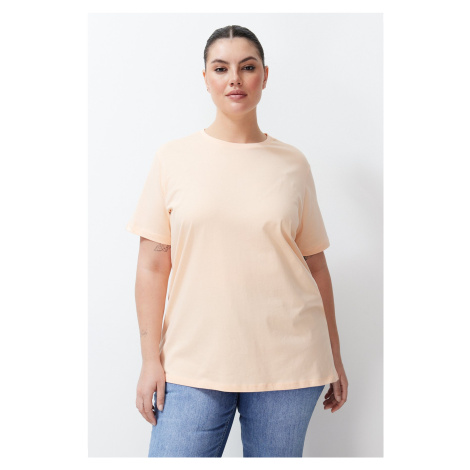 Trendyol Curve Pink Slit And Gathered Detail Boyfriend Knitted T-shirt