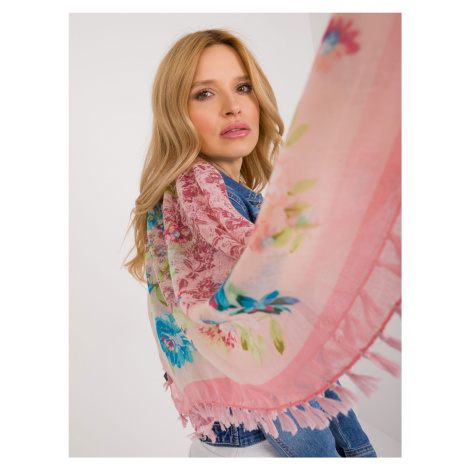 Light pink women's scarf with floral pattern