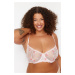 Trendyol Curve Pink Floral Lace Cupless Plus Size Bra