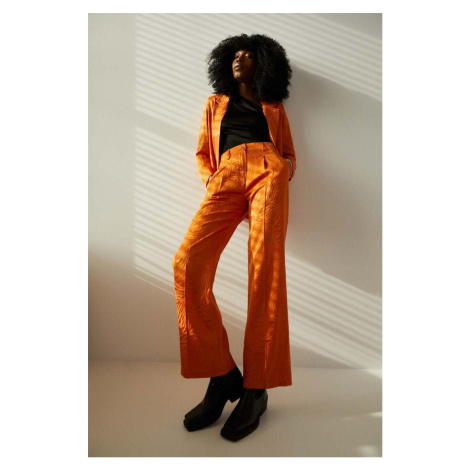 Nohavice Answear Lab dámske, oranžová farba, rovné, vysoký pás