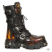 topánky kožené NEW ROCK Flame Boots (591-S1) Black-Orange Čierna oranžová