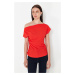 Trendyol Red Boat Neck Fitted Woven Blouse