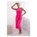 Jumpsuit with a tie at the waist with straps in pink color