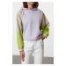 Trendyol Multicolored Color Blocked Oversize/Wide Collar Thick Inside Fleece Knitted Sweatshirt