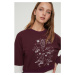 Trendyol Burgundy Harry Potter Licensed Printed Crop Knitted Slim Sweatshirt