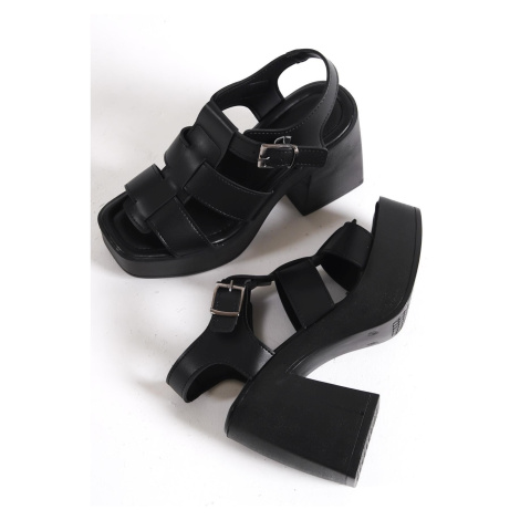 Capone Outfitters Capone Women's Chunky Toe Gladiator Strap Platform Heels, Black Women's Sandal