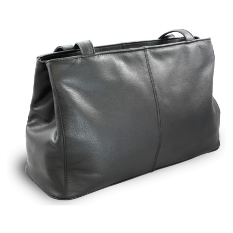 Čierna kožená dvojzipsová kabelka s dvoma popruhmi 212-2092-60 Arwel
