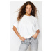Trendyol Ecru 100% Cotton Cut and Slit Detailed Oversize/Comfortable Cut Knitted T-Shirt