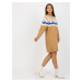 Camel knitted dress with patterns RUE PARIS