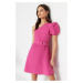 Trendyol Pink Belted Mini Woven Single Sleeve Woven Dress