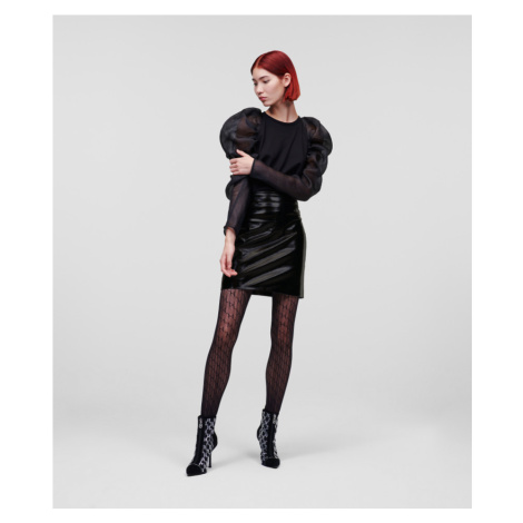 Sukňa Karl Lagerfeld Faux Patent Leather Skirt Čierna