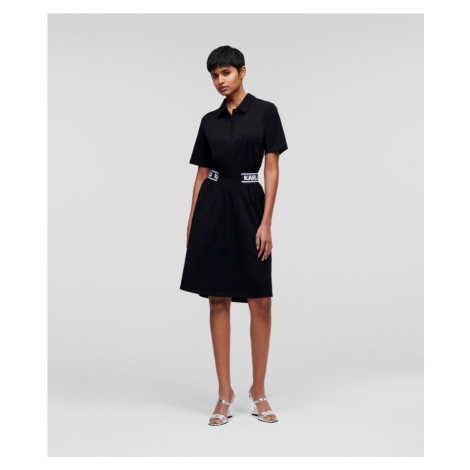 Šaty Karl Lagerfeld Pique Polo Dress Čierna