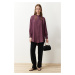 Trendyol Plum Linen Aerobin Oversize Woven Shirt