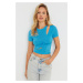 Cool & Sexy Women's Window Crop Blouse Blue