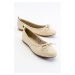 LuviShoes 01 Women's Flat Shoes with Beige Genuine Leather Ecru.
