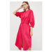 Bavlnené šaty Max Mara Leisure ružová farba, midi, áčkový strih