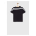 Detské bavlnené tričko adidas U FI 3S čierna farba, s nášivkou