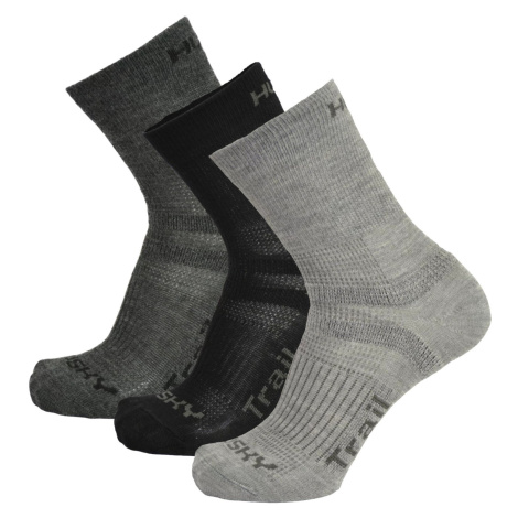 Husky Trail pack černá/antracit/sv.šedá, M(36-40) Ponožky