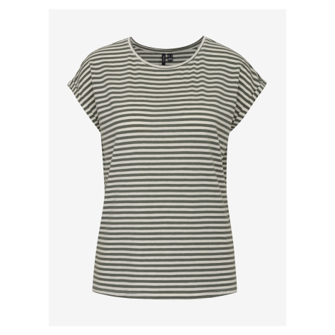 Women's white and green striped T-shirt Vero Moda Ava - Women