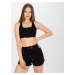 Černý bavlněný basic pruhovaný crop top RUE PARIS