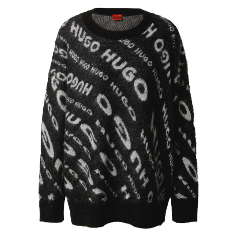 HUGO Oversize sveter 'Sidimmer'  sivá melírovaná / čierna Hugo Boss