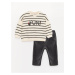 LC Waikiki Crew Neck Long Sleeve Striped Baby Boy Sweatshirt and Trousers 2-Set