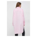 Bavlnené šaty Tommy Hilfiger ružová farba, mini, oversize