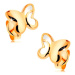 Zlaté 14K náušnice - lesklý motýľ s vyrezávanou časťou na krídlach