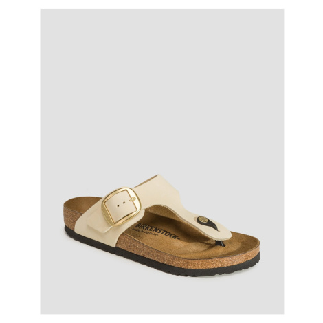 Dámske Krémové šľapky Birkenstock Gizeh Big Buckle Nubuck Leather Regular