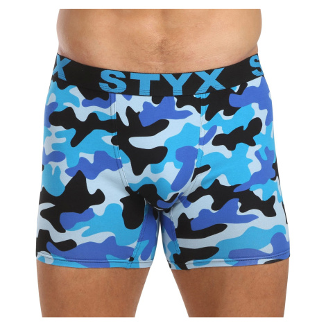 Men's boxers Styx long art sports rubber camouflage blue