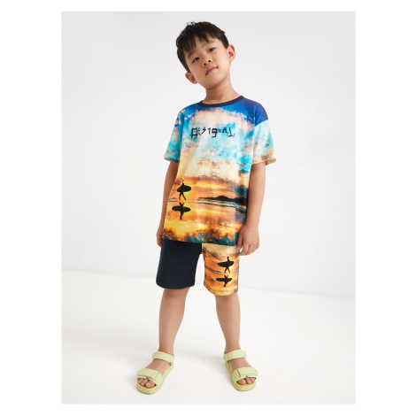 Orange and blue boys patterned T-Shirt Desigual Melon - Boys