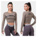 NEBBIA - Crop top s dlhým rukávom Sporty HERO 585 (mocha) - NEBBIA